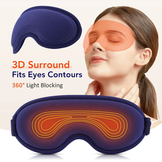 Heated Eye Masks for Dry Eyes 3D Rechargeable Adjustable Heat Massage Eyemask Relieve Eye Strain Office Home Sleeping Eyeshade
