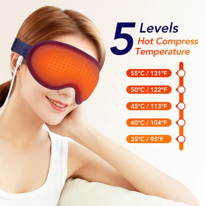 Heated Eye Masks for Dry Eyes 3D Rechargeable Adjustable Heat Massage Eyemask Relieve Eye Strain Office Home Sleeping Eyeshade